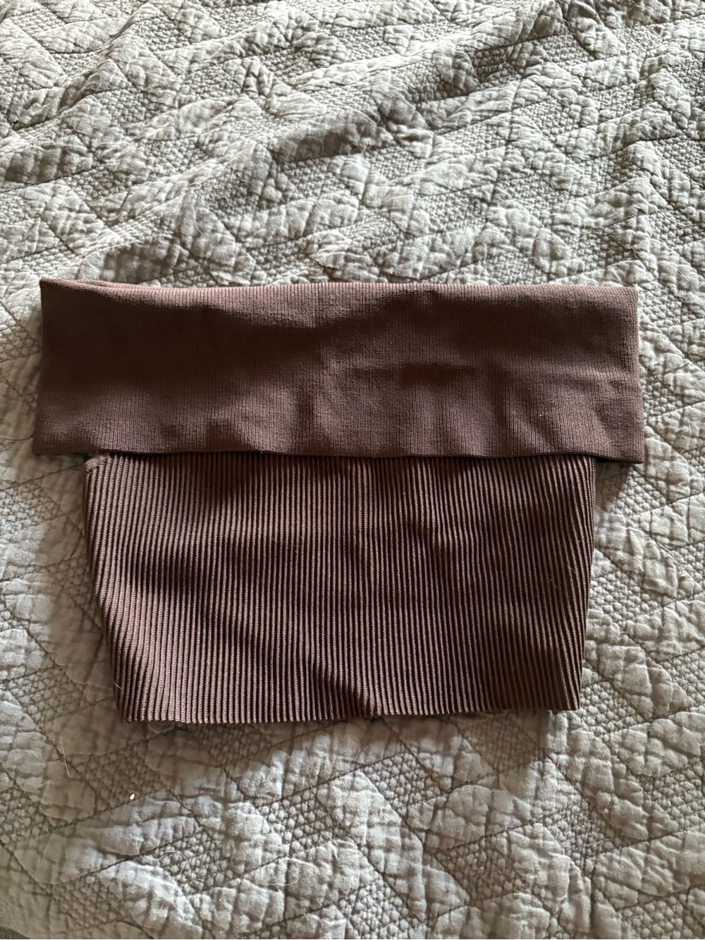 Babaton Sculpt Knit Ribbed Off-Shoulder Top in Rich Mocha Brown- Medium - Picture 4 of 7